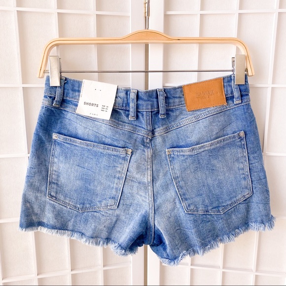 ZARA TRF DENIM High Rise Cutoff Shorts - Picture 2 of 10